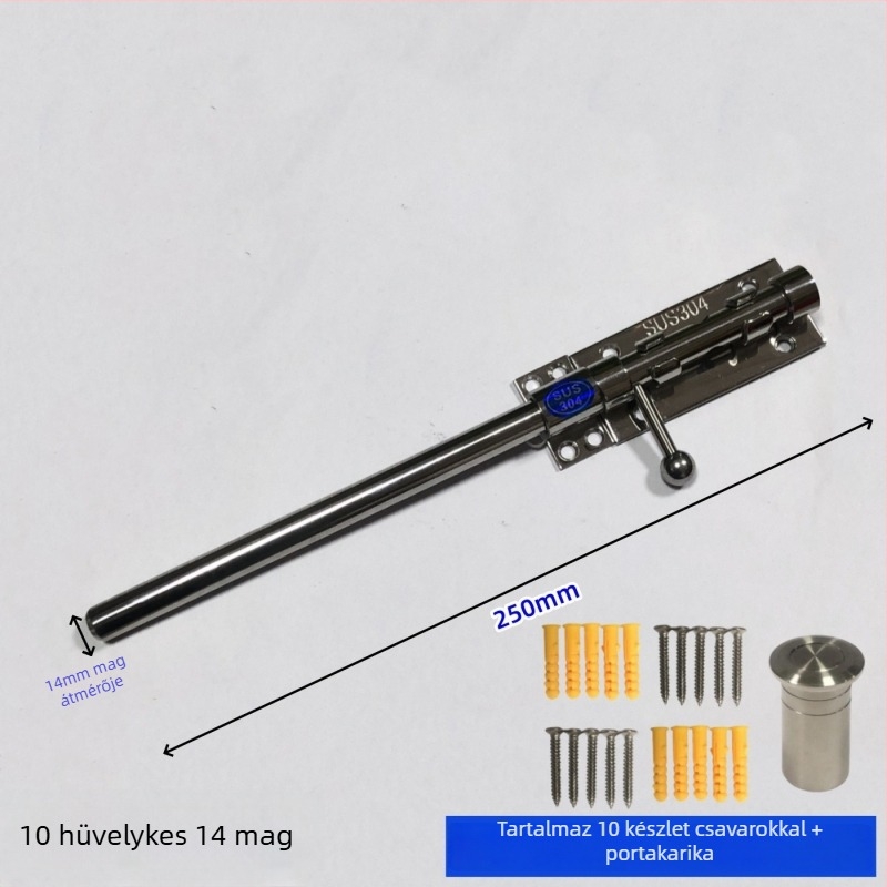 Ég és Föld típusú ajtózár-készlet, rozsdamentes acél, polírozott felület, felső és alsó záróegység porvédő kupakkal