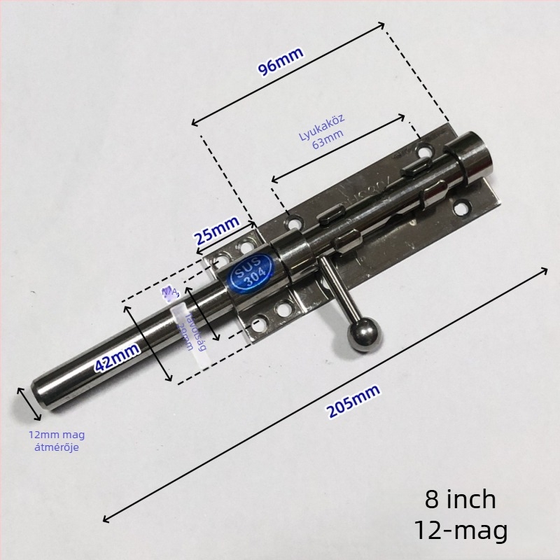 Ég és Föld típusú ajtózár-készlet, rozsdamentes acél, polírozott felület, felső és alsó záróegység porvédő kupakkal