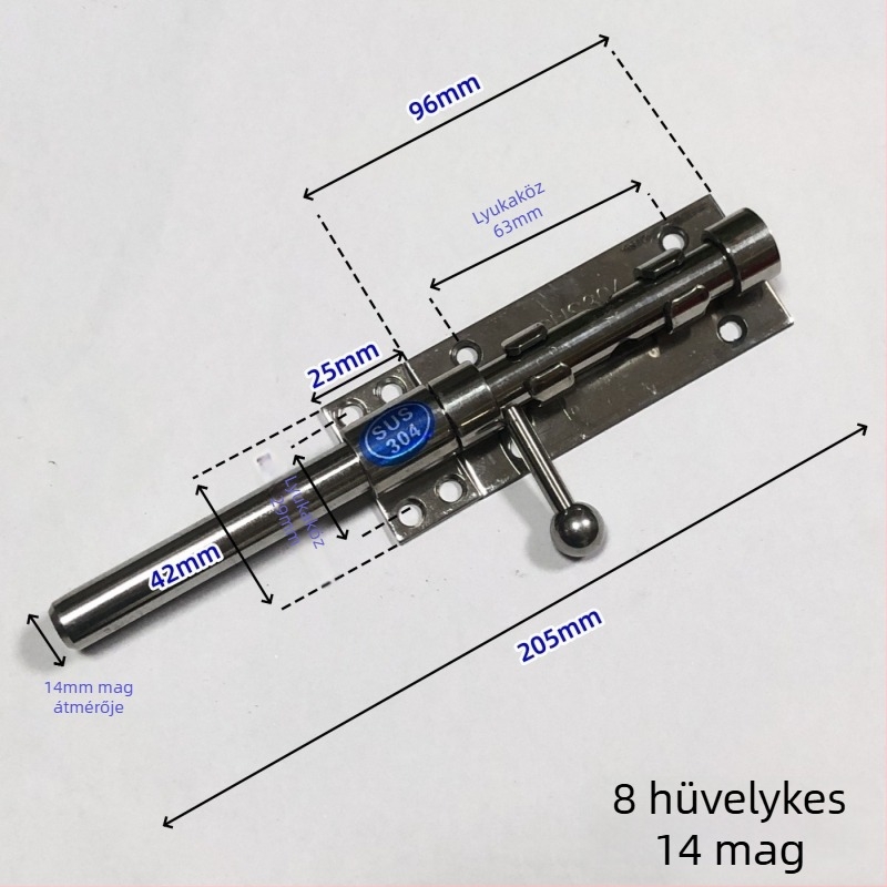 Ég és Föld típusú ajtózár-készlet, rozsdamentes acél, polírozott felület, felső és alsó záróegység porvédő kupakkal
