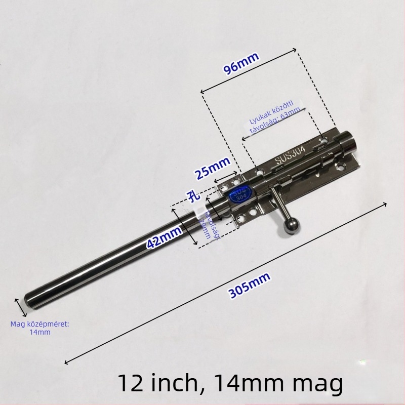 Ég és Föld típusú ajtózár-készlet, rozsdamentes acél, polírozott felület, felső és alsó záróegység porvédő kupakkal