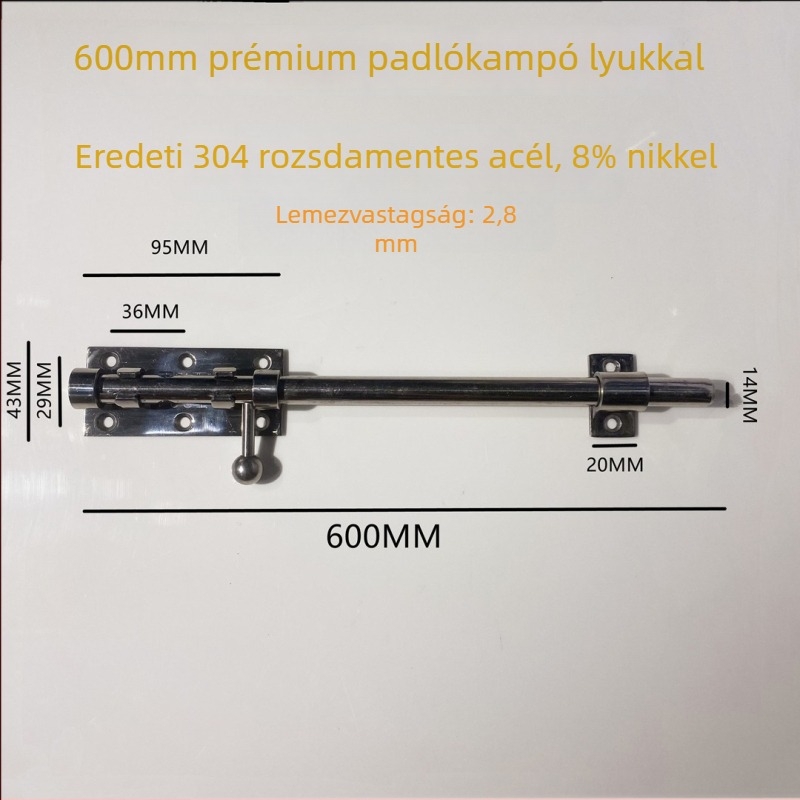 Ég és Föld típusú ajtózár-készlet, rozsdamentes acél, polírozott felület, felső és alsó záróegység porvédő kupakkal