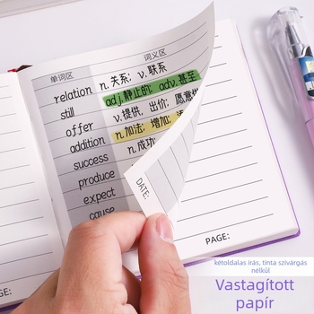 PU bőr borítású notesz angol szókincshez – hordozható zsebnapló, varrott kötés, bevont papír, 50–100 oldal, minimalist stílus