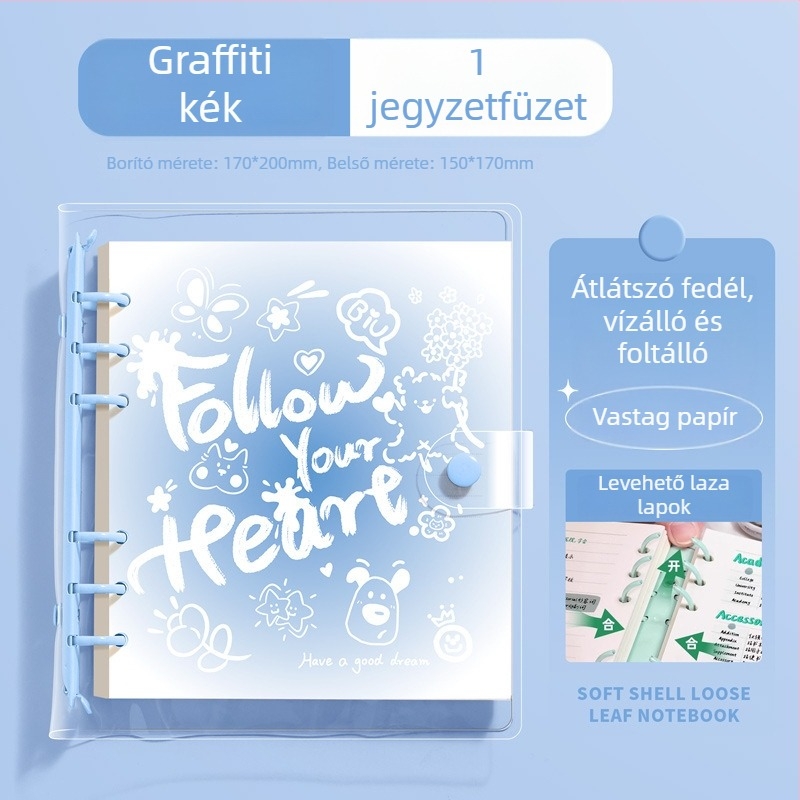 PVC borítású graffiti négyszögletes lazán fűzött jegyzetfüzet, kényelmes érintésű napló diákoknak