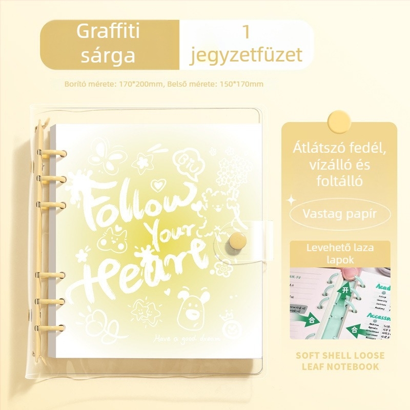 PVC borítású graffiti négyszögletes lazán fűzött jegyzetfüzet, kényelmes érintésű napló diákoknak