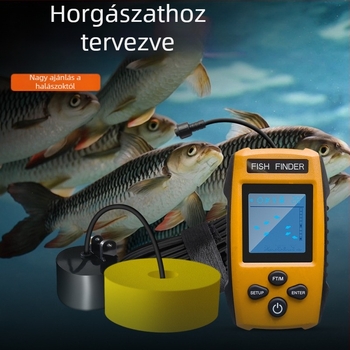 Horgász halérzékelő mélységmérővel, 0,6–30 m tartomány, kábeles készülék, No.7 akkumulátor