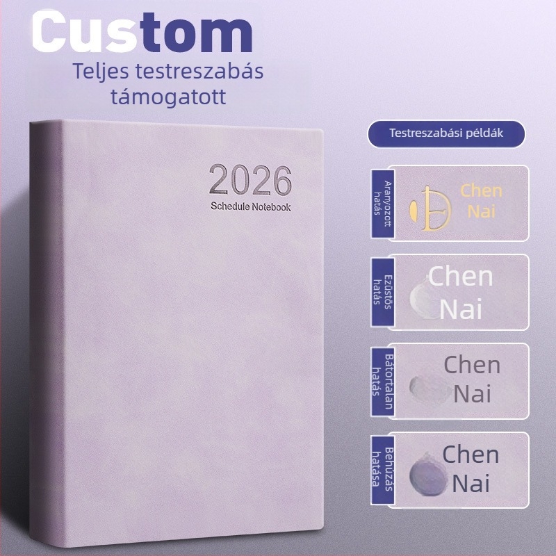 Üzleti jegyzetfüzet 2026: naptár, naponta egy oldal, önfegyelem és hatékonyság naplója (Dowling papír, 80 g; 200–300 oldal; kötés: varrott; borító: bőr)