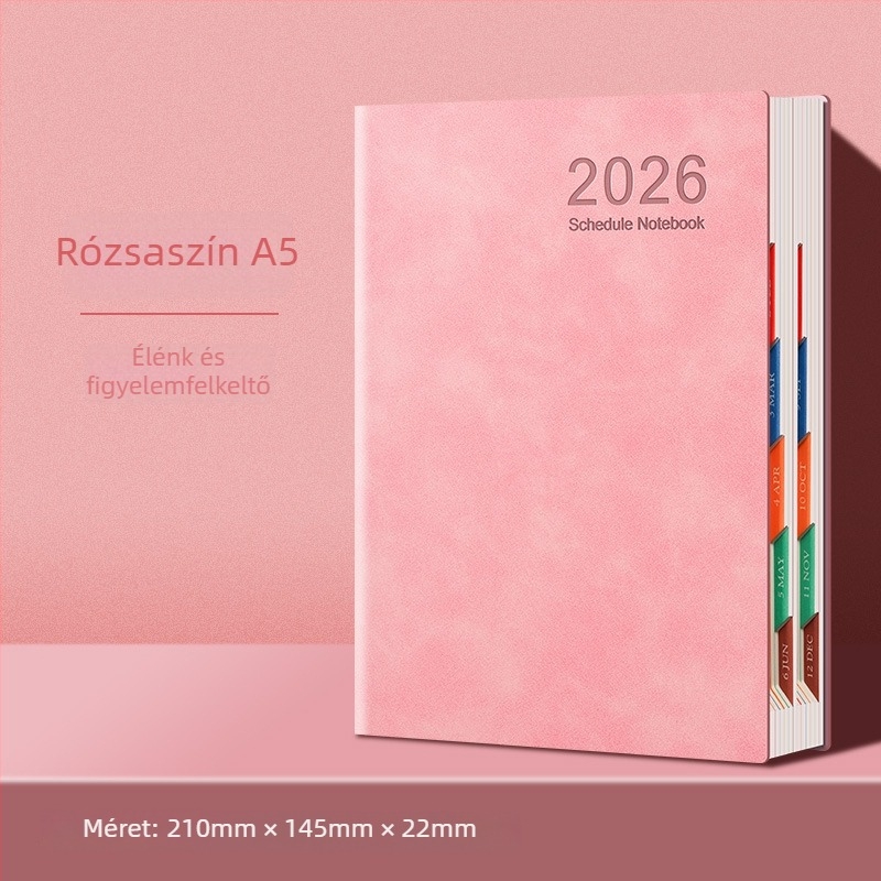 Üzleti jegyzetfüzet 2026: naptár, naponta egy oldal, önfegyelem és hatékonyság naplója (Dowling papír, 80 g; 200–300 oldal; kötés: varrott; borító: bőr)