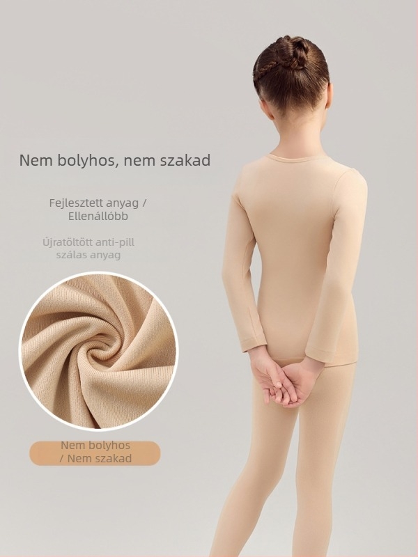 Lányok balettalapréteg felső fleece-béléssel téli edzésekhez, 3–8 éveseknek