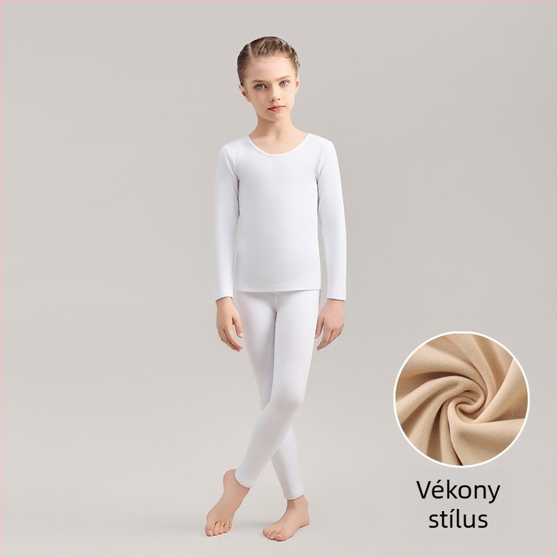 Lányok balettalapréteg felső fleece-béléssel téli edzésekhez, 3–8 éveseknek