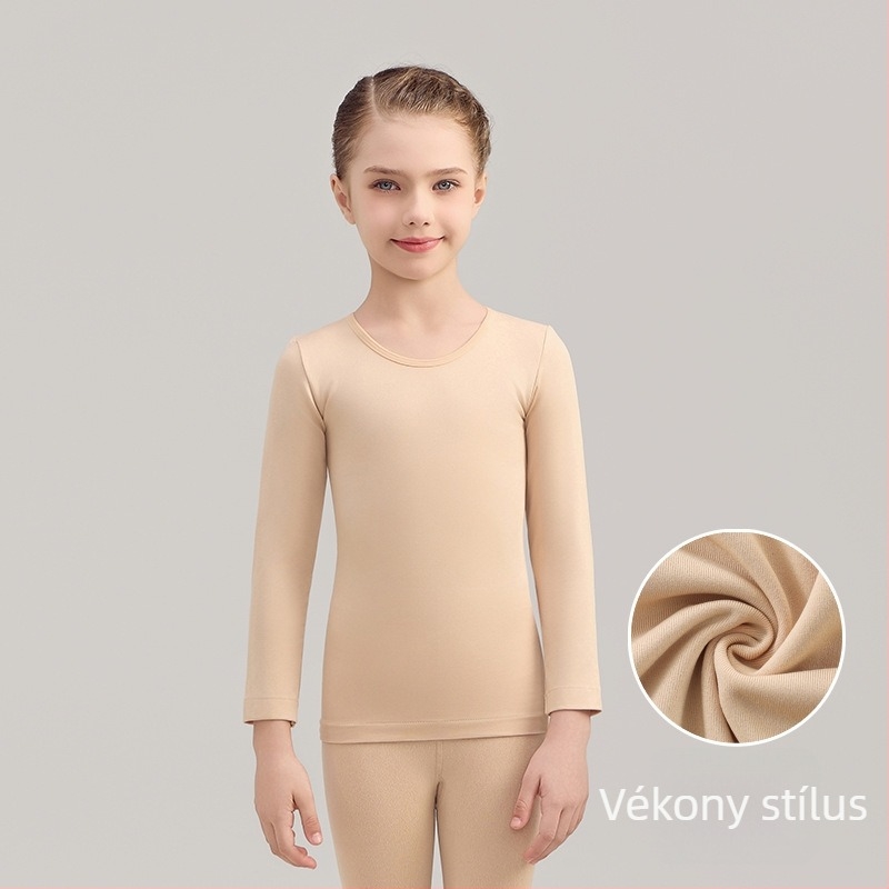 Lányok balettalapréteg felső fleece-béléssel téli edzésekhez, 3–8 éveseknek