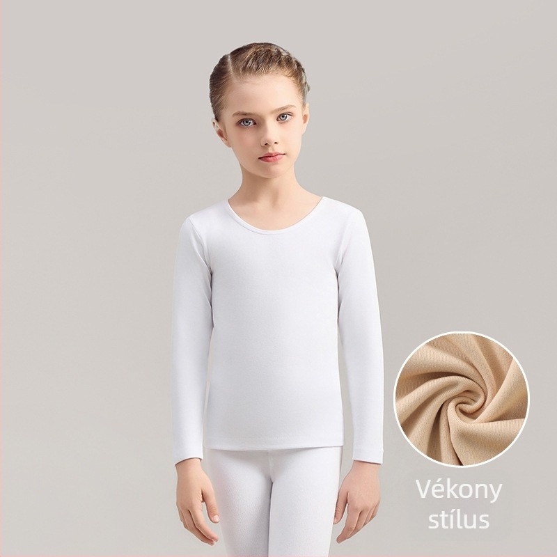 Lányok balettalapréteg felső fleece-béléssel téli edzésekhez, 3–8 éveseknek
