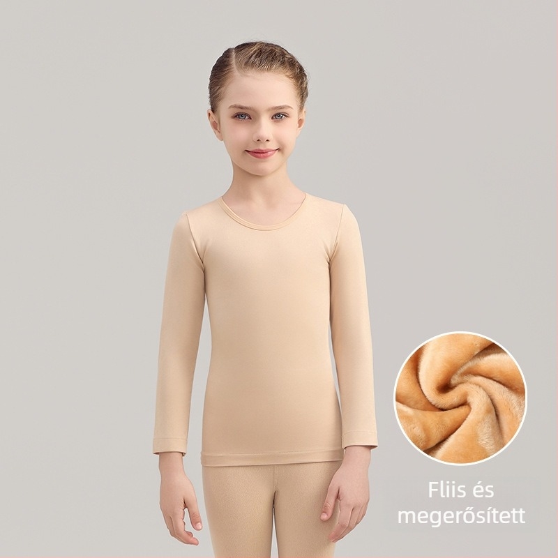 Lányok balettalapréteg felső fleece-béléssel téli edzésekhez, 3–8 éveseknek