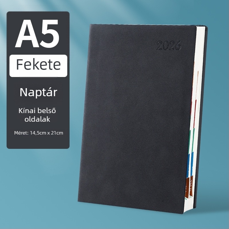 Üzleti napló és tervező műbőr borítással, Dowling papír 80 gsm, 100–200 oldal, súlya 0,45 kg