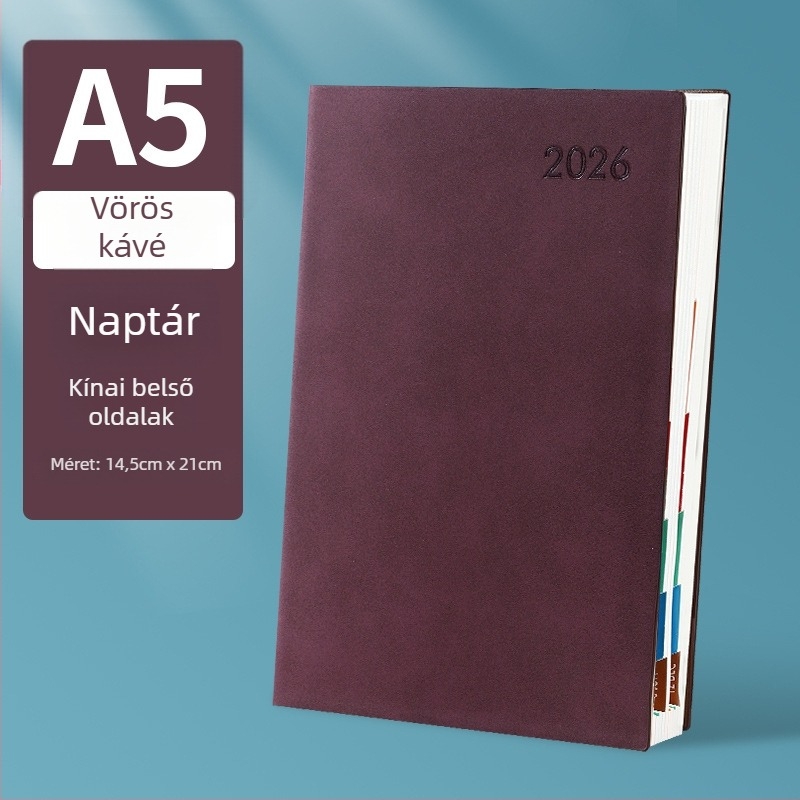 Üzleti napló és tervező műbőr borítással, Dowling papír 80 gsm, 100–200 oldal, súlya 0,45 kg