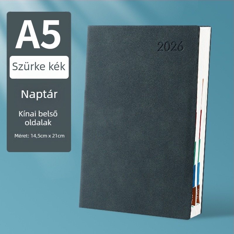 Üzleti napló és tervező műbőr borítással, Dowling papír 80 gsm, 100–200 oldal, súlya 0,45 kg