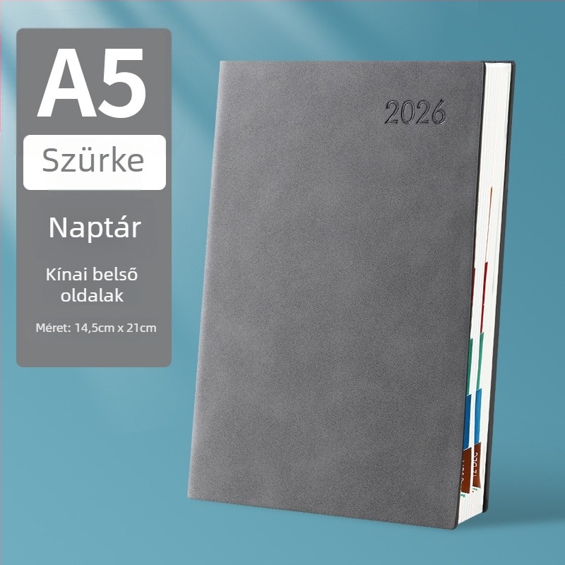 Üzleti napló és tervező műbőr borítással, Dowling papír 80 gsm, 100–200 oldal, súlya 0,45 kg