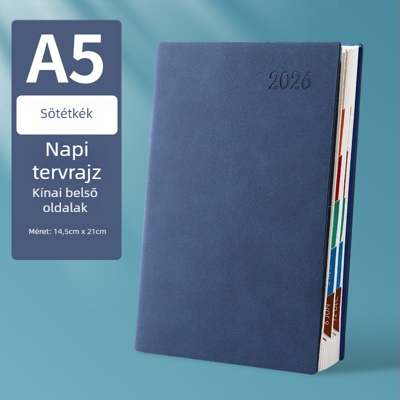 Üzleti napló és tervező műbőr borítással, Dowling papír 80 gsm, 100–200 oldal, súlya 0,45 kg