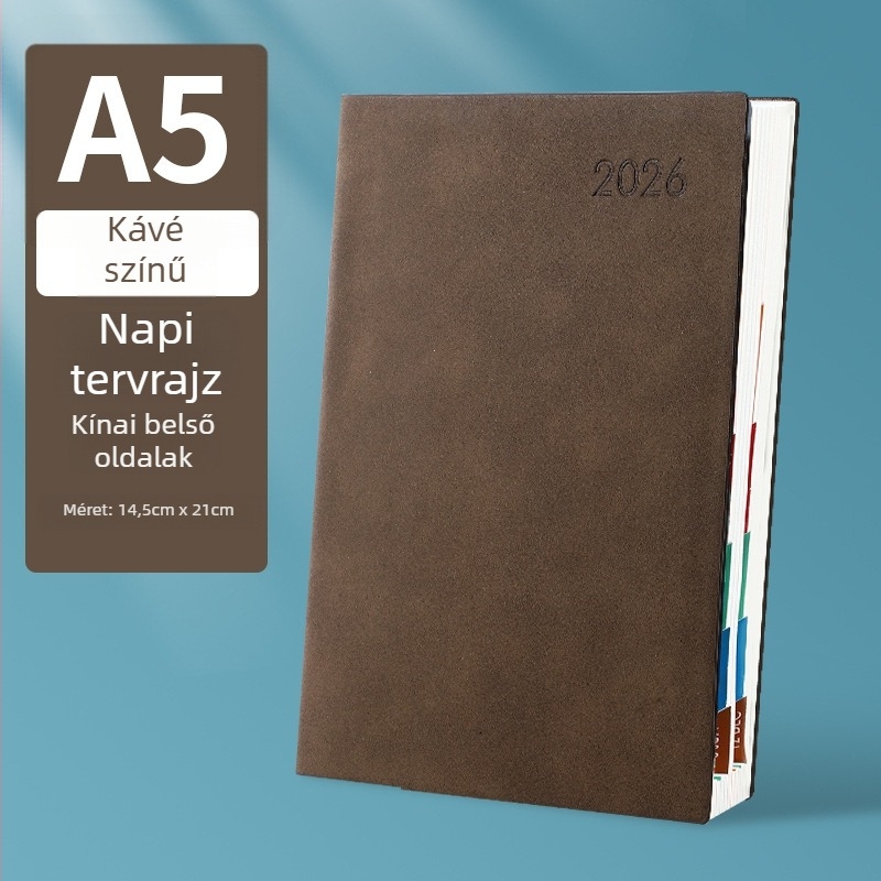 Üzleti napló és tervező műbőr borítással, Dowling papír 80 gsm, 100–200 oldal, súlya 0,45 kg
