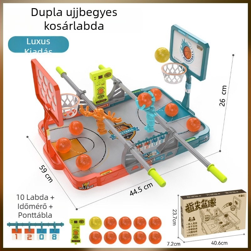 Gyerekeknek szóló ujjbegyes kosárlabdaasztal – beltéri interaktív párbaj időmérővel, 4–6 éveseknek