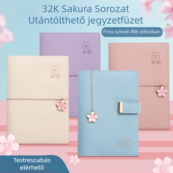 Napló Sakura sorozat, varrott kötés, PU borító, Dowling papír, 80 g, 50-100 oldal