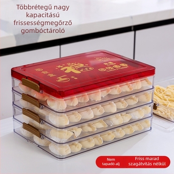 Dumpling tároló doboz - 2 L, PP-PET műanyag, hűtött, Új kínai stílus