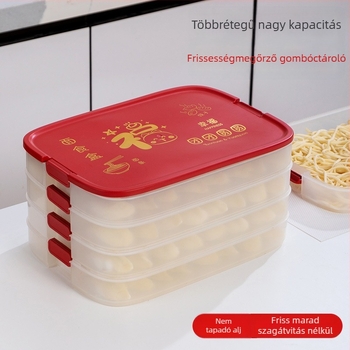 Dumpling tároló doboz - 2 L, PP-PET műanyag, hűtött, Új kínai stílus