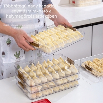 Dumpling tároló doboz - 2 L, PP-PET műanyag, hűtött, Új kínai stílus