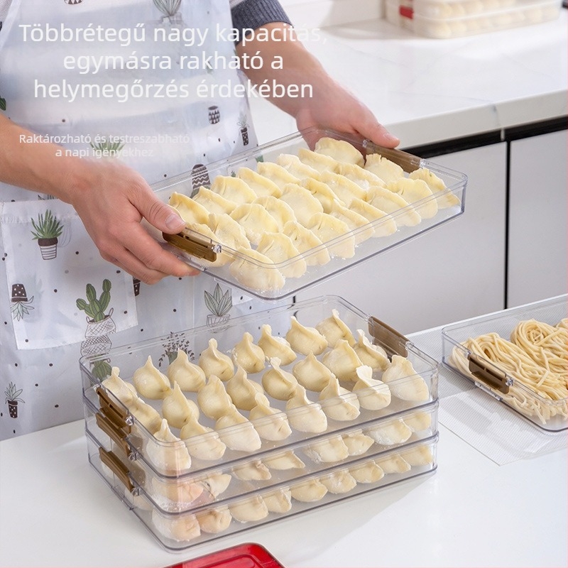 Dumpling tároló doboz - 2 L, PP-PET műanyag, hűtött, Új kínai stílus