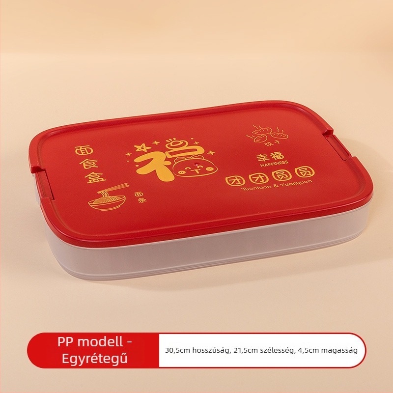 Dumpling tároló doboz - 2 L, PP-PET műanyag, hűtött, Új kínai stílus