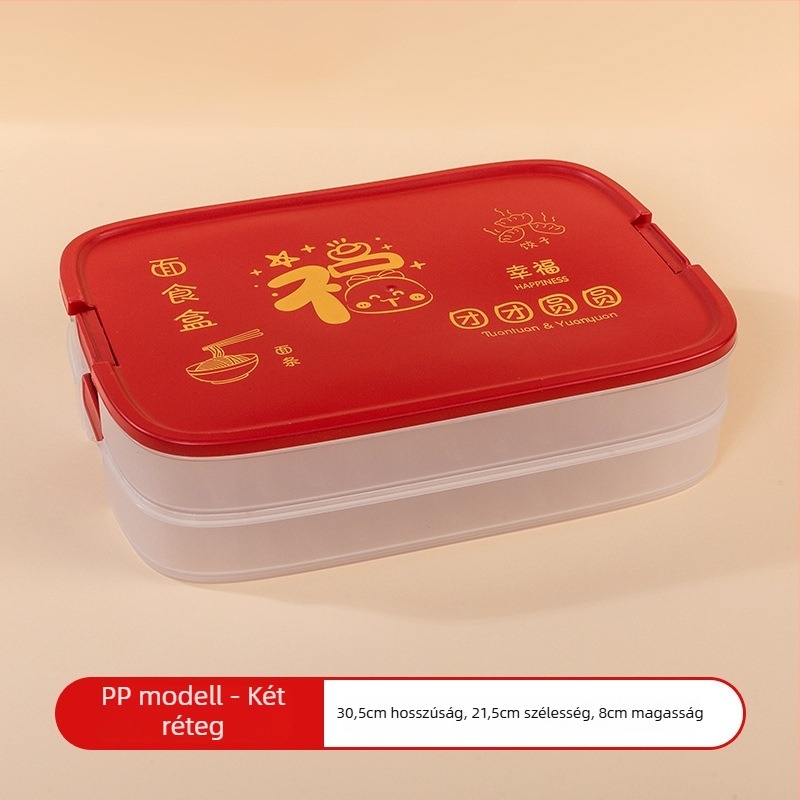 Dumpling tároló doboz - 2 L, PP-PET műanyag, hűtött, Új kínai stílus