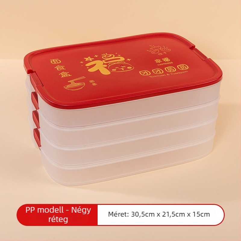 Dumpling tároló doboz - 2 L, PP-PET műanyag, hűtött, Új kínai stílus
