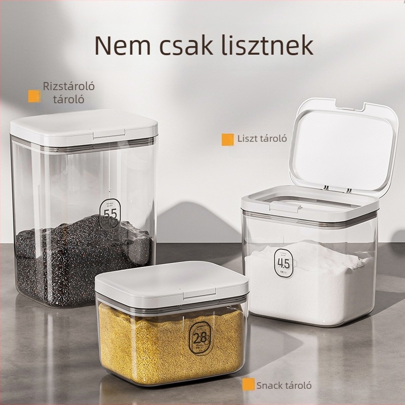 Youqin műanyag négyszögletes tárolóedény, 5L+ kapacitás, testreszabható, mikrohullámú sütőhöz nem alkalmas