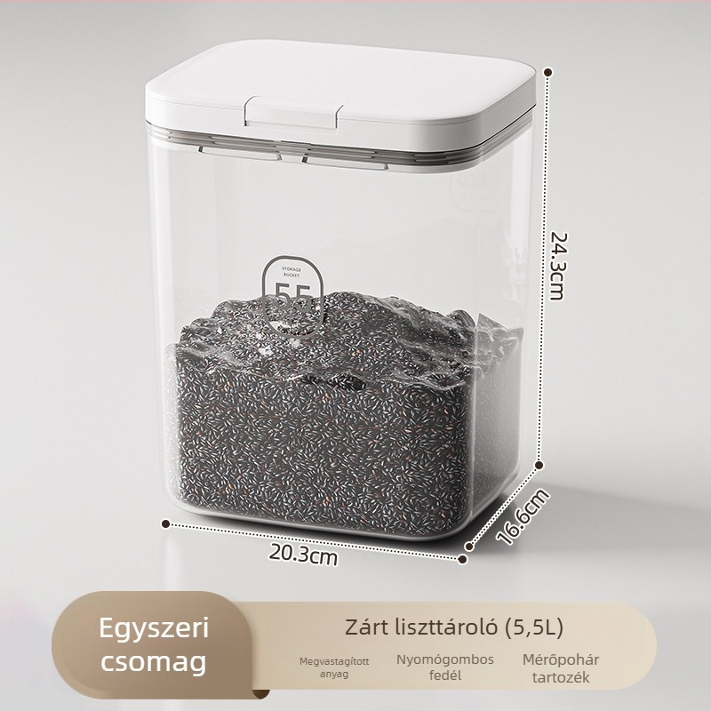 Youqin műanyag négyszögletes tárolóedény, 5L+ kapacitás, testreszabható, mikrohullámú sütőhöz nem alkalmas