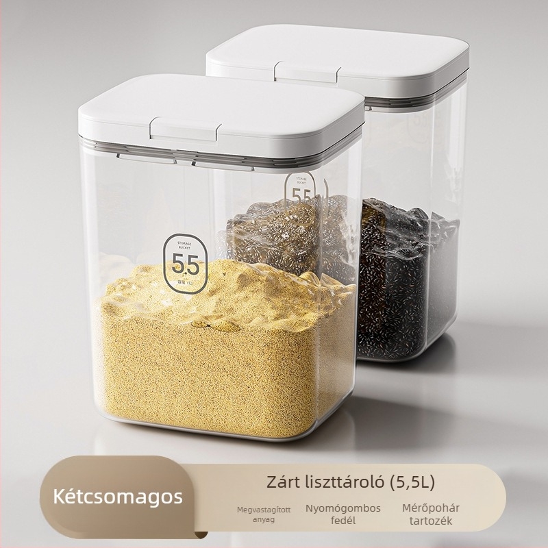 Youqin műanyag négyszögletes tárolóedény, 5L+ kapacitás, testreszabható, mikrohullámú sütőhöz nem alkalmas