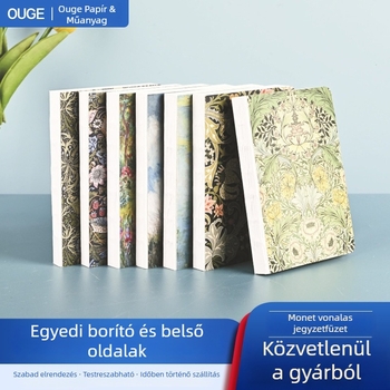 A6 Monet-stílusú varrott kötésű jegyzetfüzet, notesz és rajzok számára, kreatív pecsét-dizájnnal