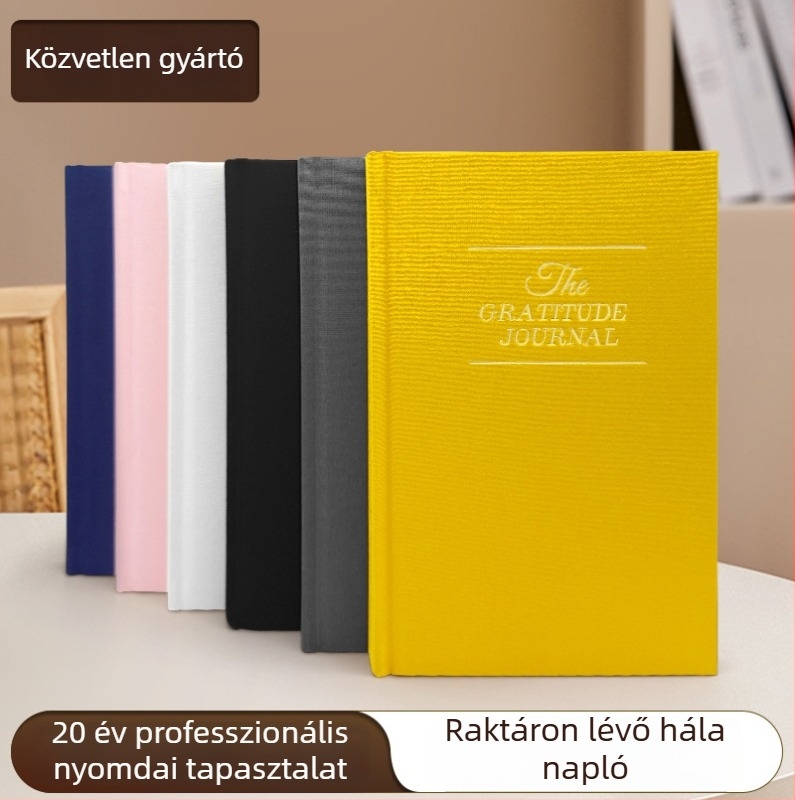 2026-os nemzetközi angol kiadású hála-napló, napi tervező, len borítású notesz