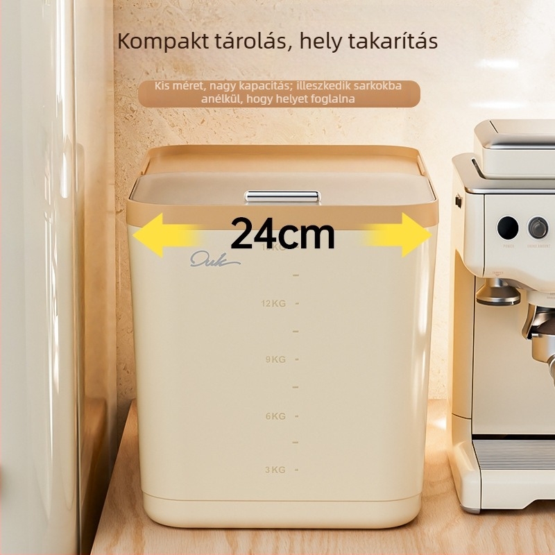 Rizs tároló doboz — zárt, nedvességálló, rovarbiztos; anyag: PP műanyag; márka: Ouyuke; modern minimalista design