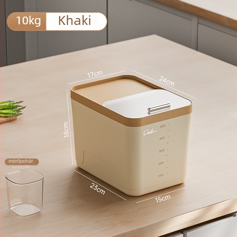 Rizs tároló doboz — zárt, nedvességálló, rovarbiztos; anyag: PP műanyag; márka: Ouyuke; modern minimalista design