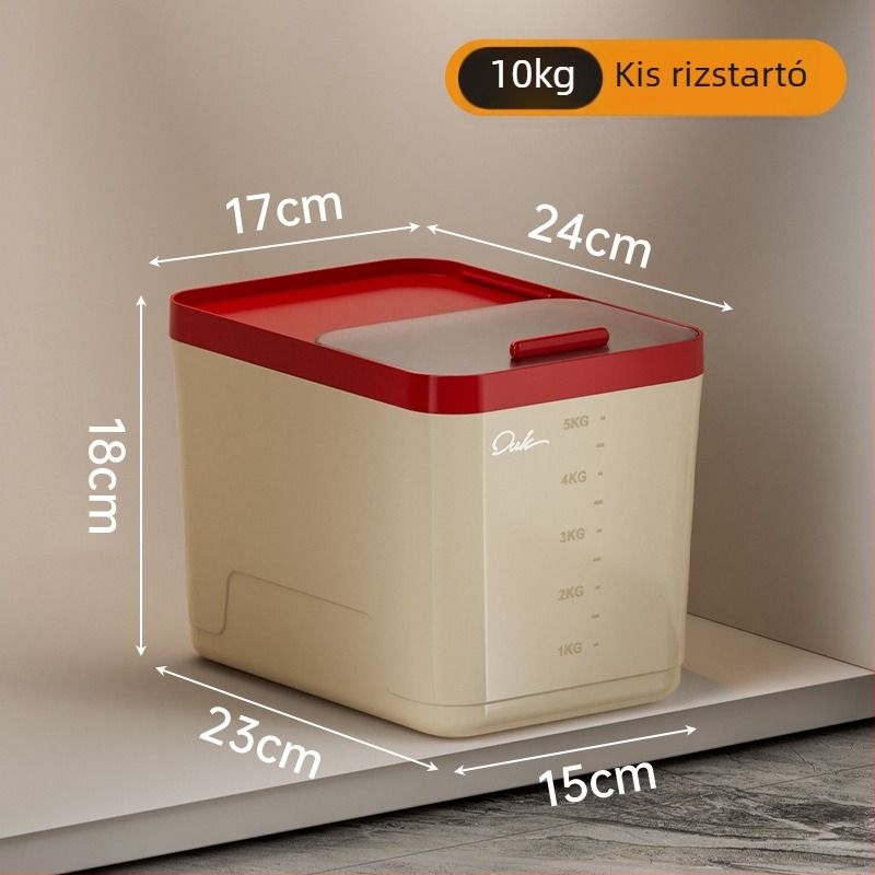 Rizs tároló doboz — zárt, nedvességálló, rovarbiztos; anyag: PP műanyag; márka: Ouyuke; modern minimalista design