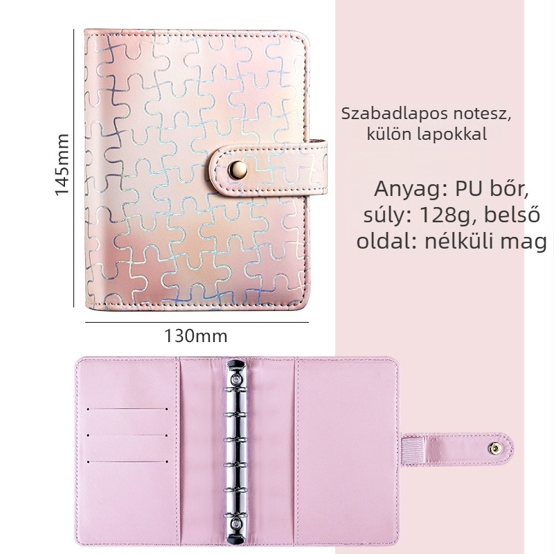 Kézzel vezetett napló, loose-leaf kötés, műbőr borítás, Forest paper 180 g, 34 oldal, kreatív stílus