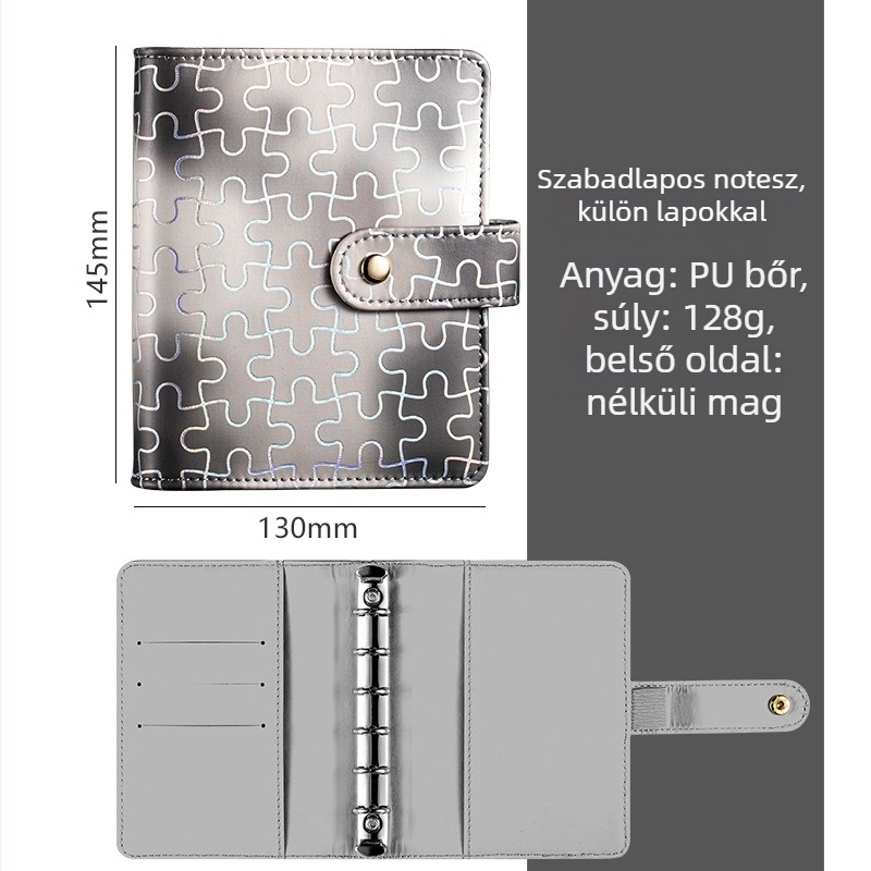 Kézzel vezetett napló, loose-leaf kötés, műbőr borítás, Forest paper 180 g, 34 oldal, kreatív stílus