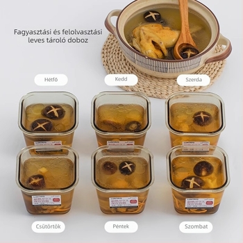 Luntayo üveg tárolóedény, mikróhőálló, magas boroszilát üveg, négyzet alakú, zárható, 800–1000 ml