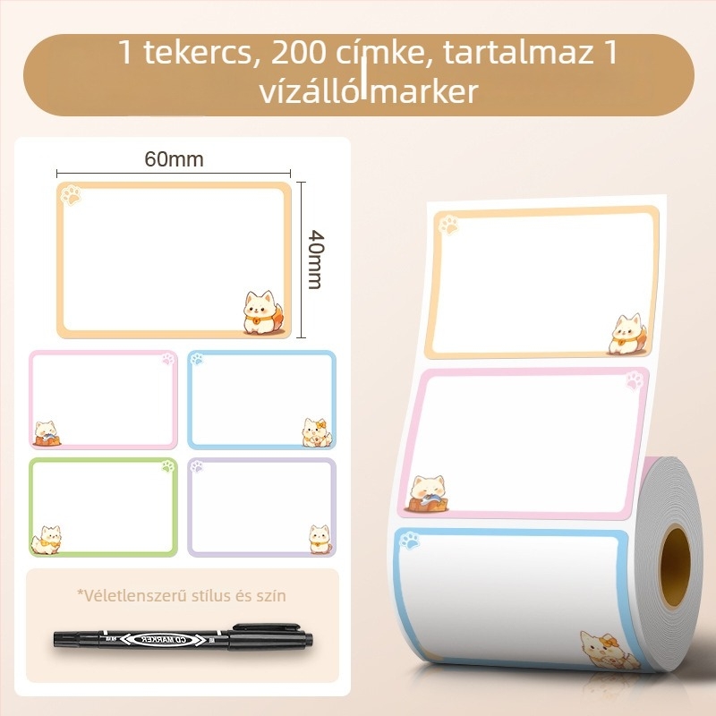 Nagy méretű rajzfilmszerű névtábla címke, vízálló, önragasztó, kézzel írható, otthoni használatra (Márka: Good luck; Modell: 985; Termékkód: F989hjj6smm5m7; Típus: Kézzel írt névtábla; Anyag: Egyéb)