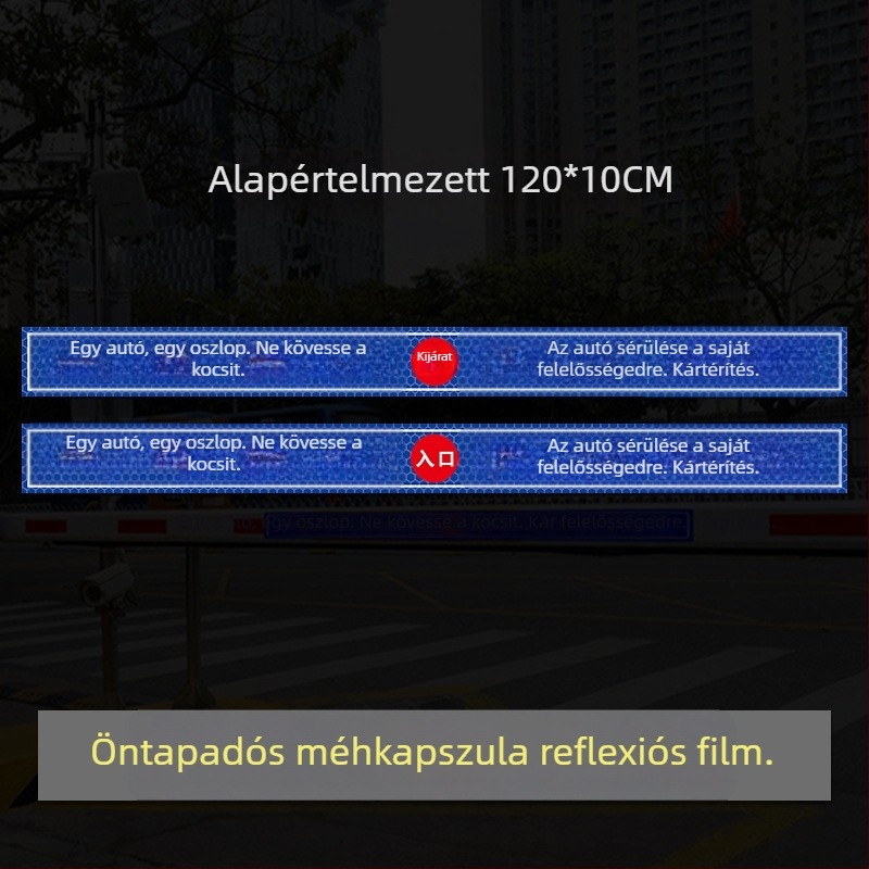 Reflektív hozzáférési figyelmeztető tábla - Ne kövesse az autót (UV nyomtatás), Anyag: reflexiós fólia, Alkalmas lakóingatlanokra, földalatti parkolókra és irodai parkolókra, Testreszabható