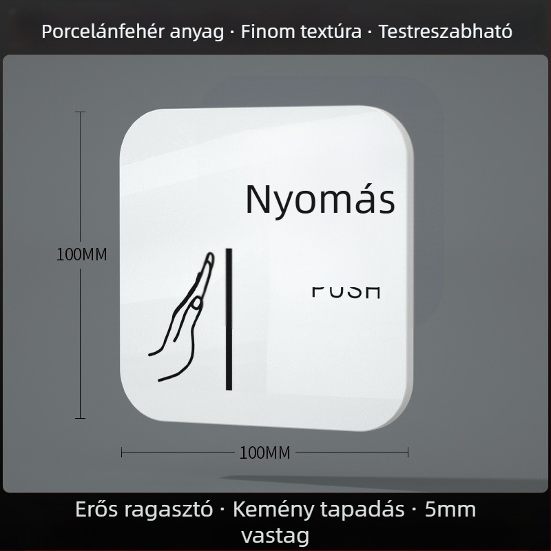 Akril tolóajtó jelzőtábla – be- és kilépés emlékeztető, UV-nyomtatás; Anyag: akril; Alkalmazás: iroda; Márka: Hao Long