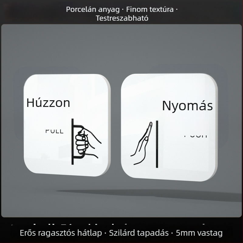 Akril tolóajtó jelzőtábla – be- és kilépés emlékeztető, UV-nyomtatás; Anyag: akril; Alkalmazás: iroda; Márka: Hao Long
