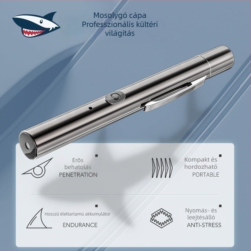 Smiling Shark USB újratölthető lézermutató, zöld lézerfény, macska játéklézer, hosszú hatótávolságú zseblámpa