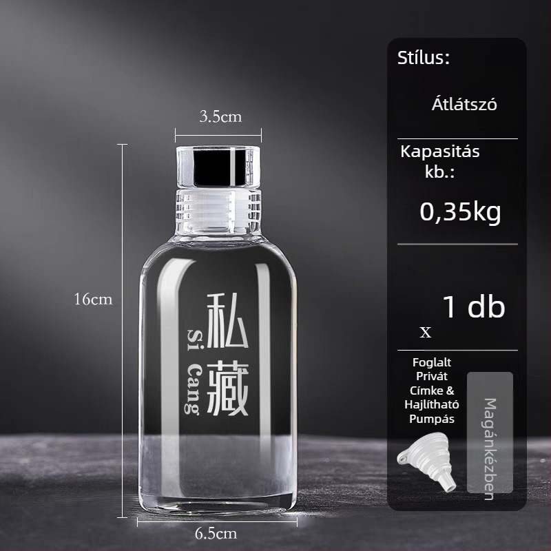 Kerek üvegből készült alkoholfőzésre alkalmas üveg infúzióhoz, zárható élelmiszer‑minőségű tároló, mikróhullámú sütőben használható, testreszabható