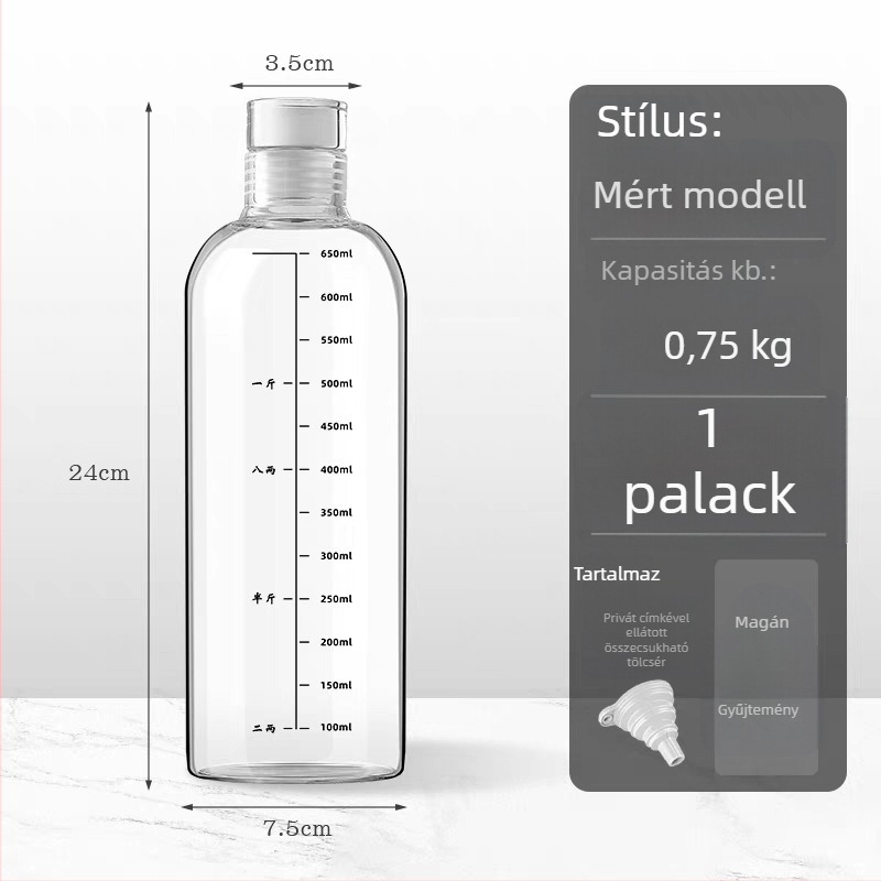 Kerek üvegből készült alkoholfőzésre alkalmas üveg infúzióhoz, zárható élelmiszer‑minőségű tároló, mikróhullámú sütőben használható, testreszabható