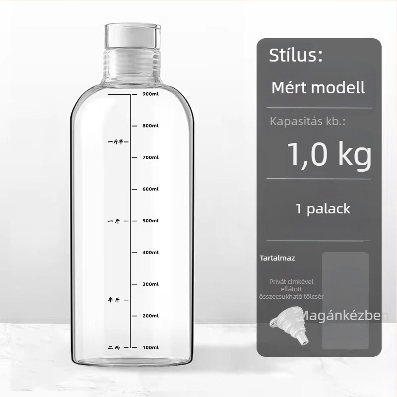 Kerek üvegből készült alkoholfőzésre alkalmas üveg infúzióhoz, zárható élelmiszer‑minőségű tároló, mikróhullámú sütőben használható, testreszabható